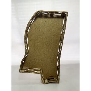 MISSISSIPPI Shaped Wicker Basket Cork Bottom Vine Tique Made In The USA